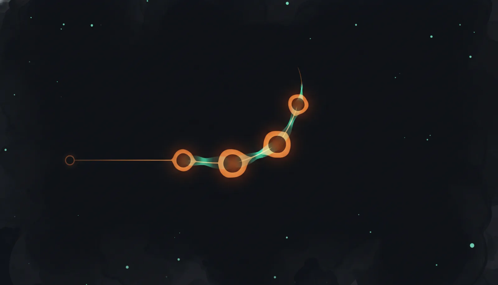 Abstract illustration of a single request line widening into a chain of nodes that loops back